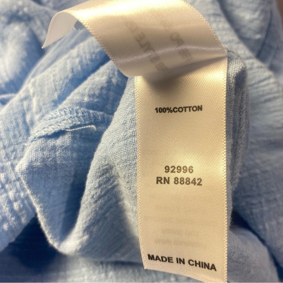 Eloquii Light Blue Button Front Shirt Dress Size 14 Cotton Gauze Midi - Picture 7 of 11